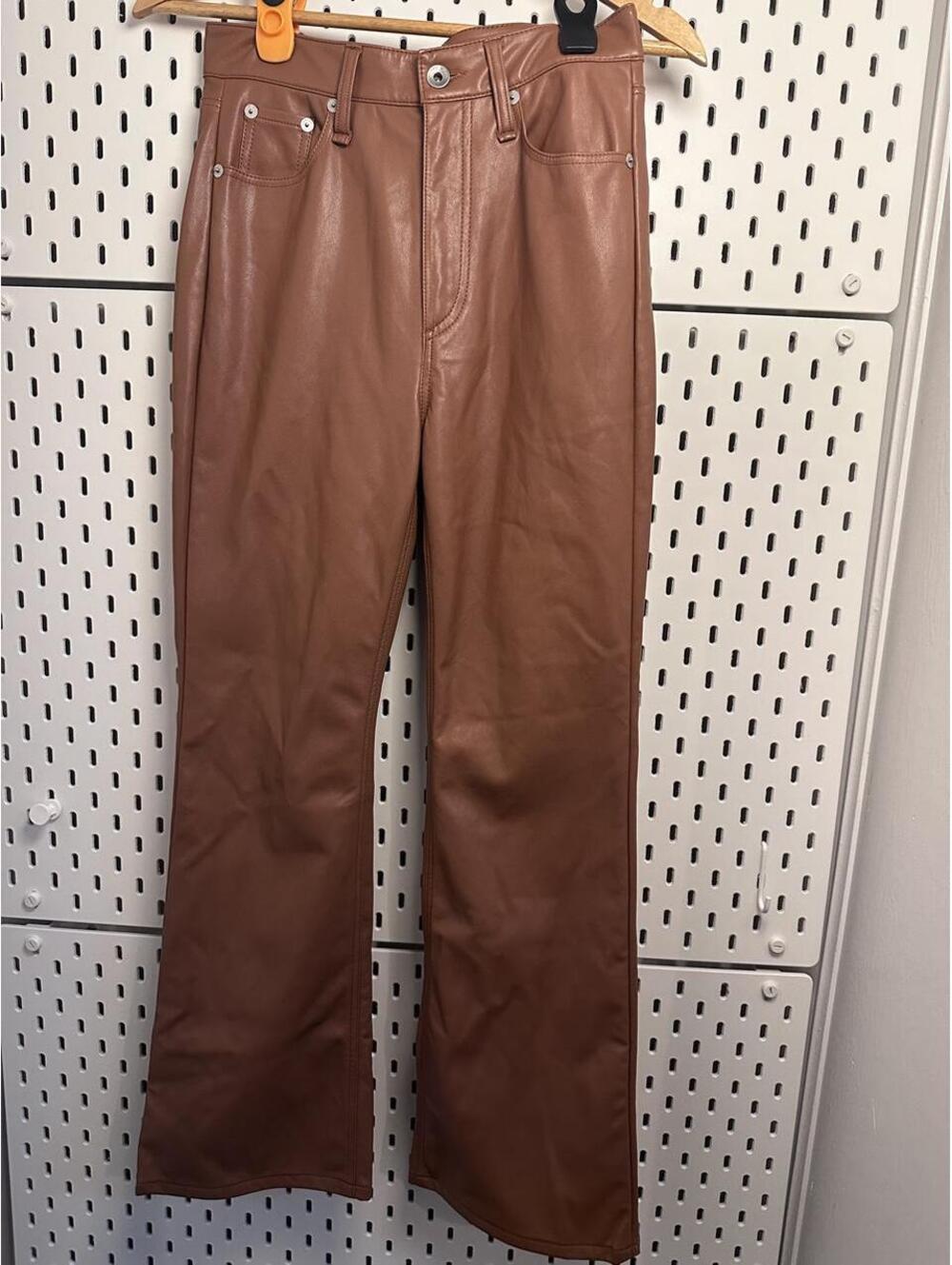 rag & bone Cognac Brown Faux Leather Straight Leg Pants Size 24